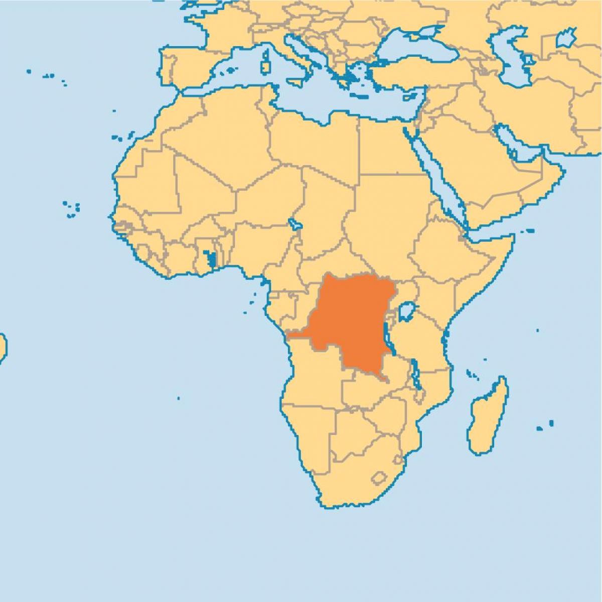 Map of zaire on world