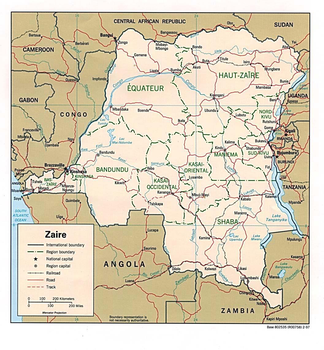 Map of zaire - Zaire africa map (Middle Africa - Africa)